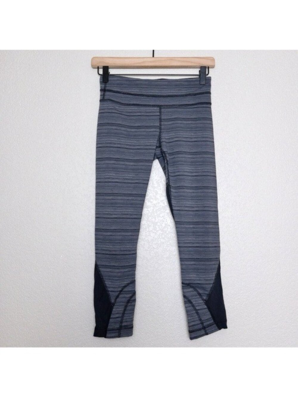 Lululemon Run Inspire Crop II Luxtreme Legging 4 Cyber Stripe Black Mesh Pocket - Picture 2 of 10